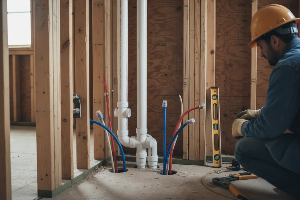 Drain and supply rough-in during Toilet Repair and Installation in Eastview