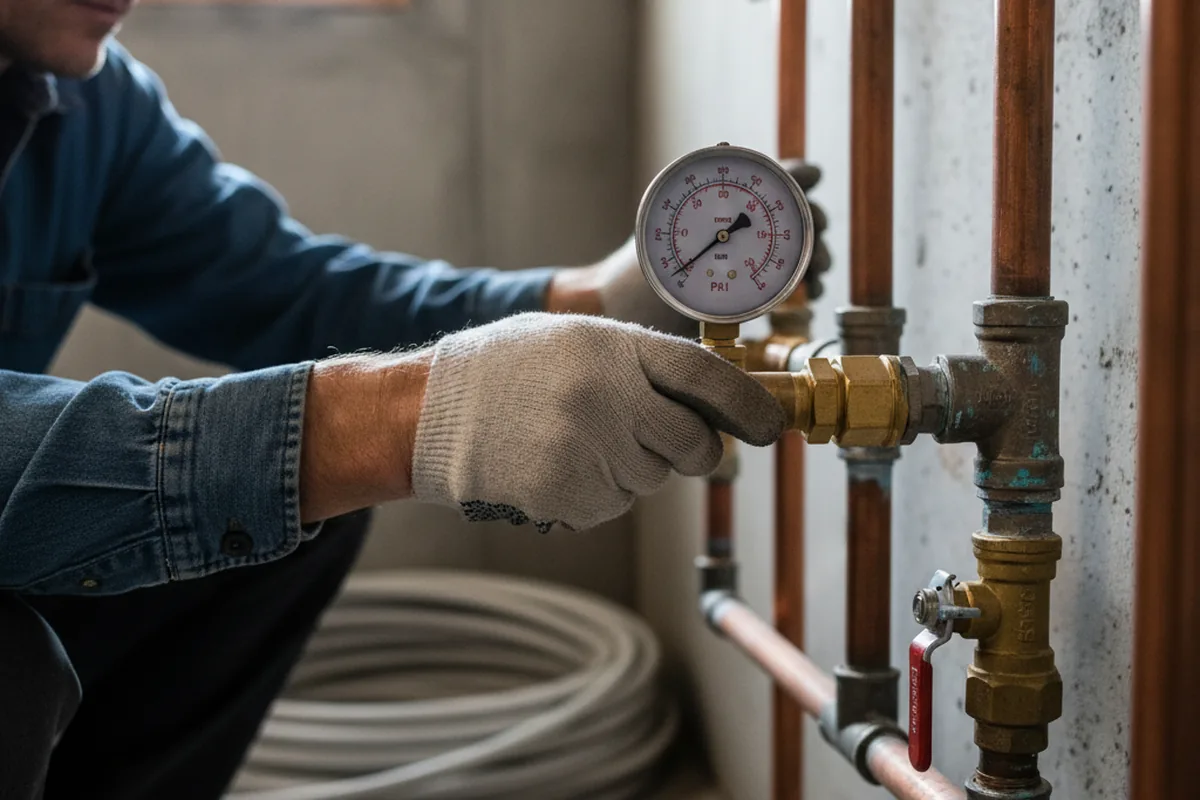 Pressure testing a repaired line during Water Line Repair in Eastview